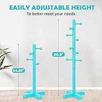 Vista 5 de Perchero de abrigos, Percheros independientes con 8 ganchos, 2 alturas ajustables, Perchero de árbol para dormitorio, pasillo, entrada, oficina, Azul
