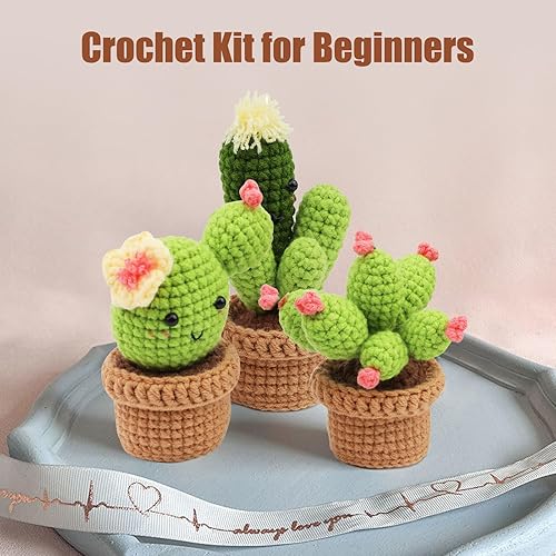 Miniatura 2 de Dasonwin Kit de ganchillo para principiantes, ganchillo de cactus, kit de cactus de ganchillo con tutoriales en video paso a paso, manualidades de