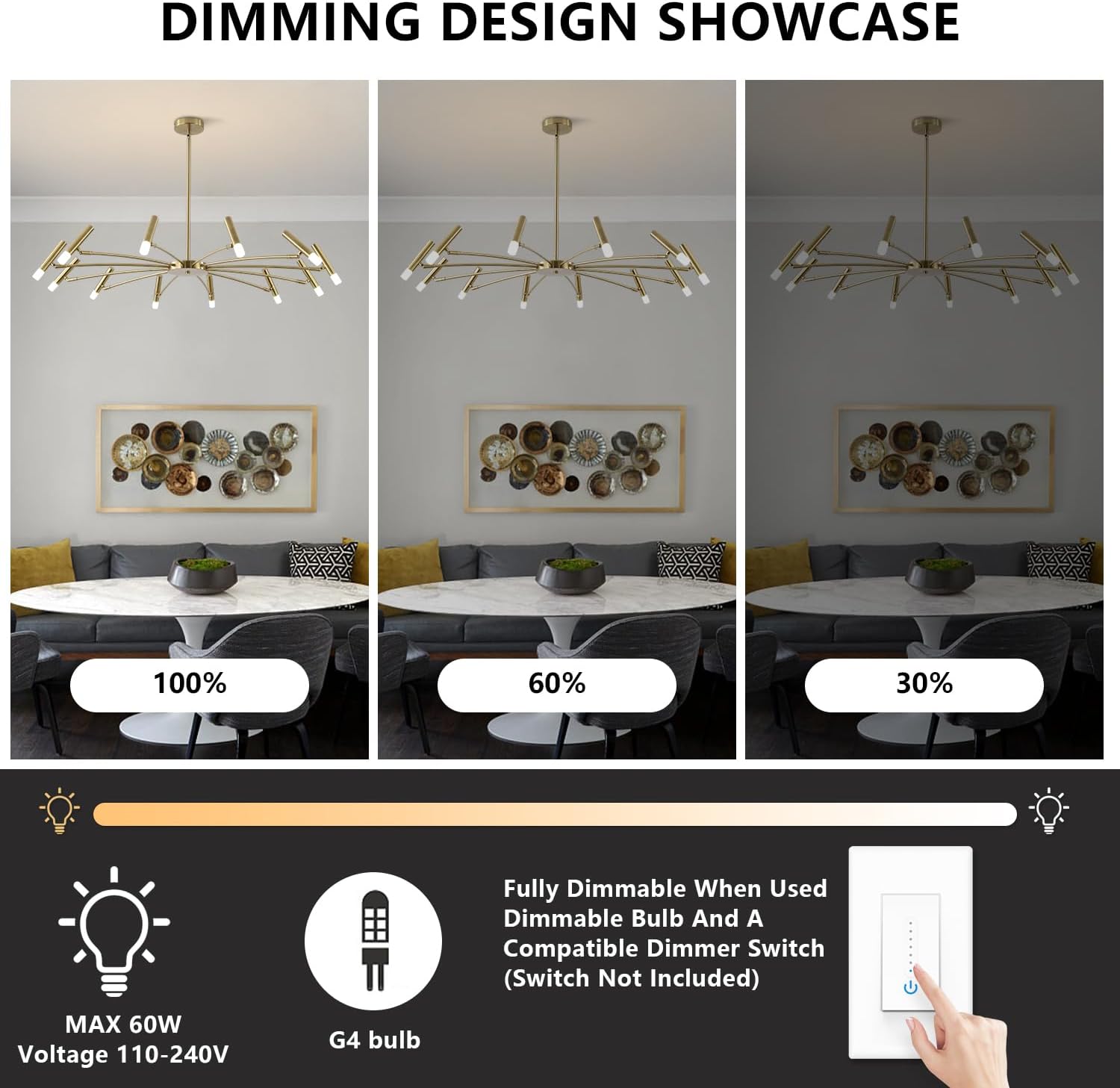 Mid Century Modern Dining Room Light Fixture Contemporary Brass Chandelier Vintage Large Sputnik Ceiling Light Fixture Brushed Gold Chandelier for Dining Room Living Room