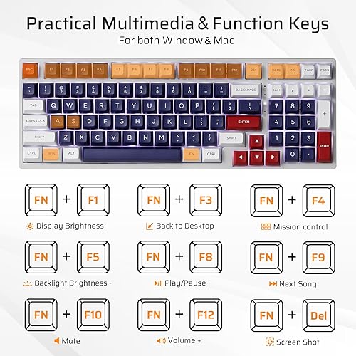 Miniatura 5 de LTC NB981 Nimbleback - Teclado mecánico con cable de 98 teclas, 96% teclado para juegos con retroiluminación blanca, interruptor rojo, azul Mecha