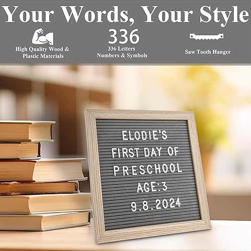 Miniatura 6 de C Crystal Lemon - Tablero de fieltro para letras, 10 x 10 pulgadas, tablero de madera para mensajes intercambiables, marco de madera, montaje en Gris