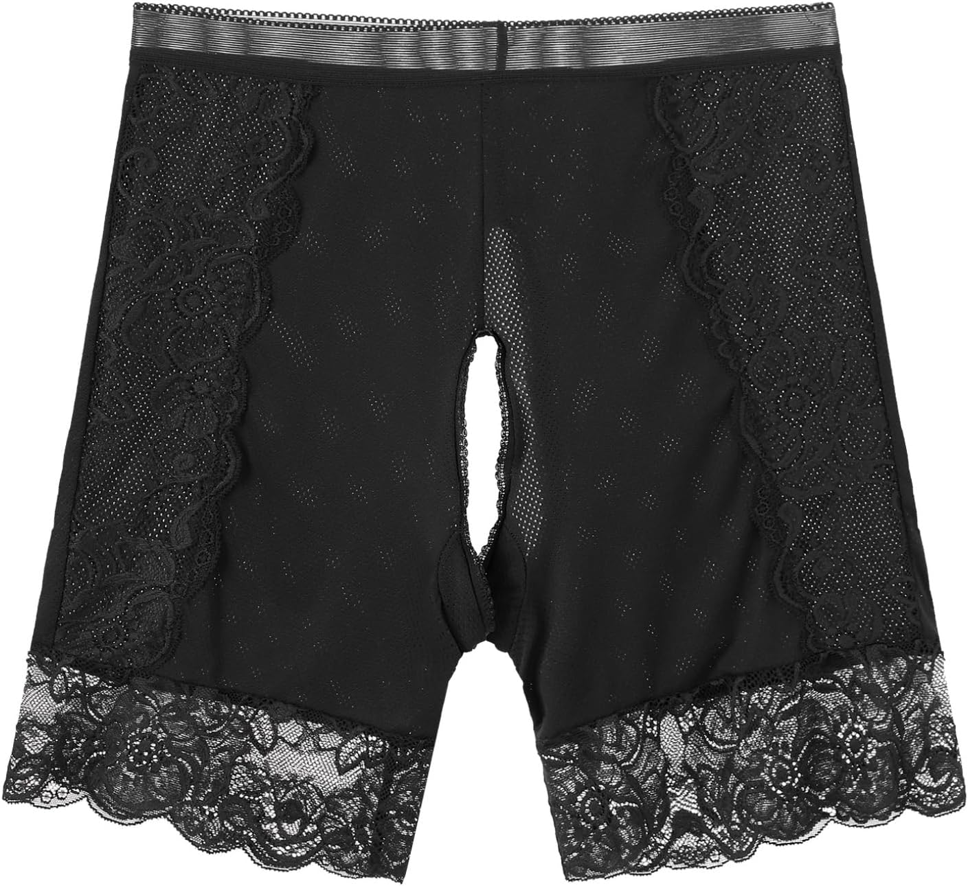 Hularka Women's Lace Trim Boy Shorts Underwear High Waist Hollow Out Safety Shorts Underpants