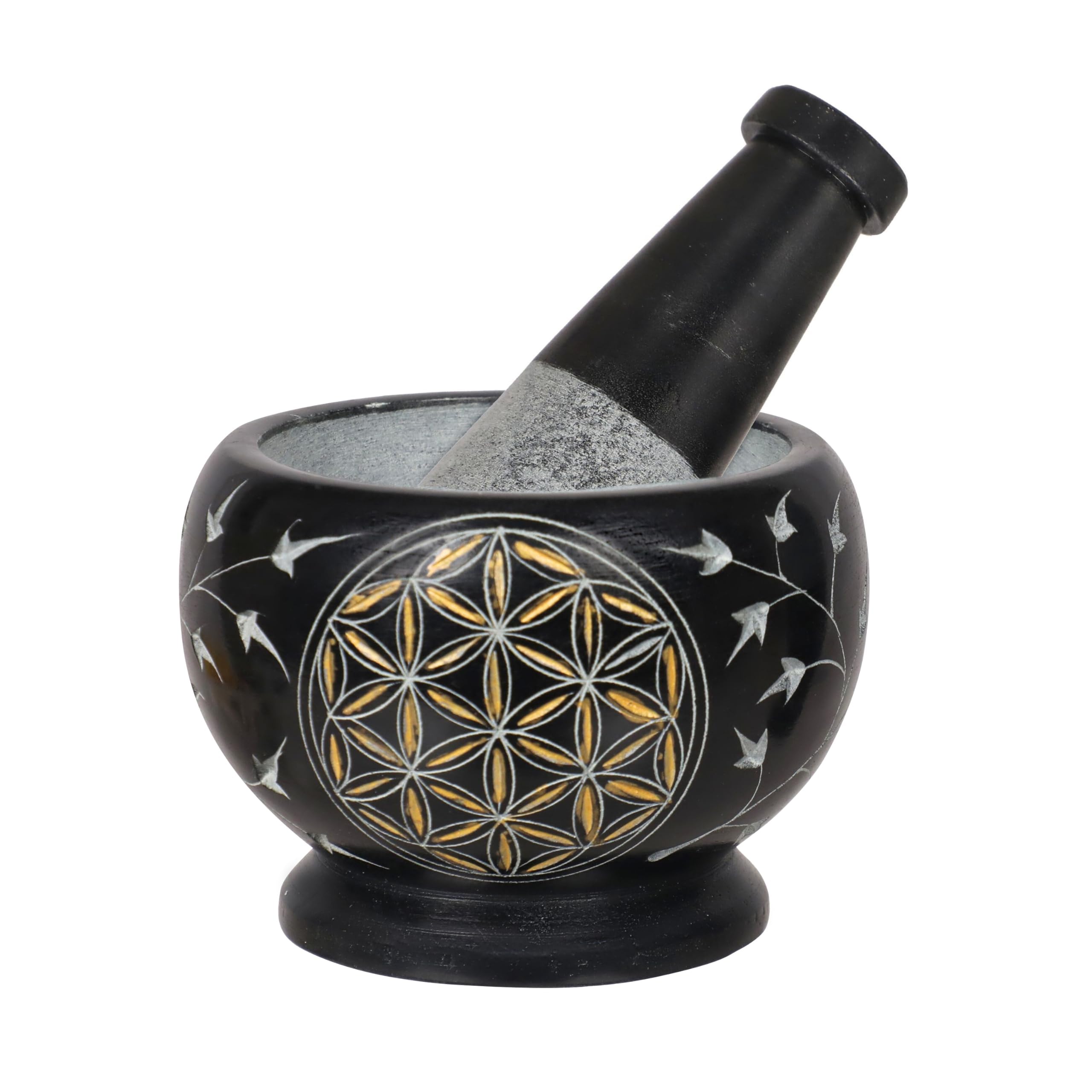 Divit Shilp Mortar and Pestle, Made of Heavy Duty Polished Hard Stone, Natural Stone Grinder for Spices Pastes, Herbs