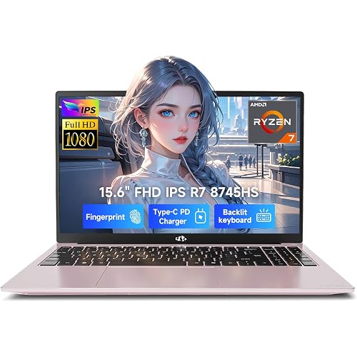 NIMO 15.6" IPS FHD-Gaming-Laptop, AMD Ryzen 7 8745HS 32GB DDR5 RAM 1TB SSD (8C/16T, up to 4.9GHz) Radeon 780M Graphics Business Computer with 100W Type-C Backlit Keyboard, Fingerprint USB-C 4.0