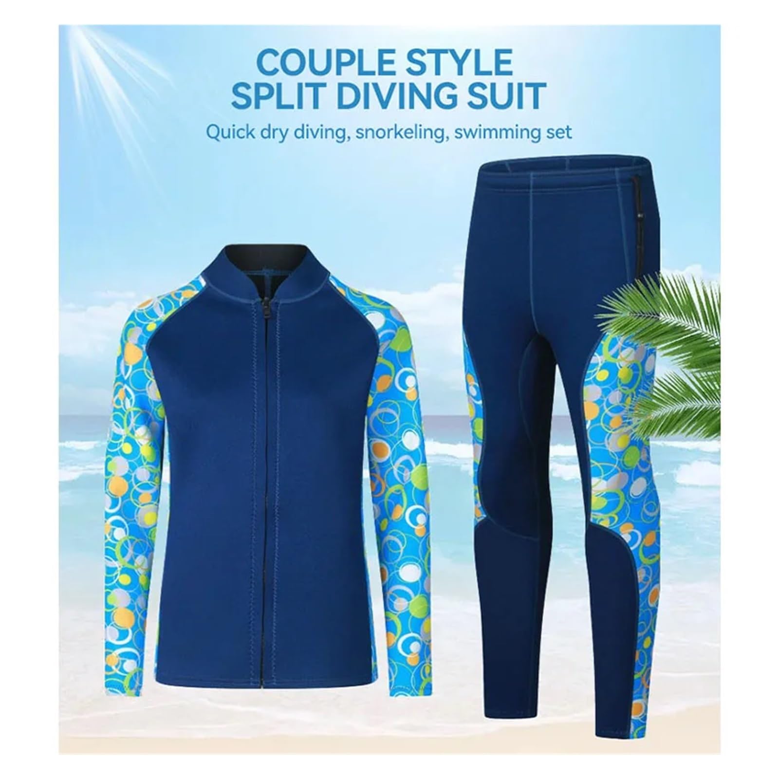 Muta da Uomo e da Donna in Neoprene da 3 mm, Divisa in Due Pezzi, Top a Maniche Lunghe, Pantaloni Caldi(Sky Pants,S)