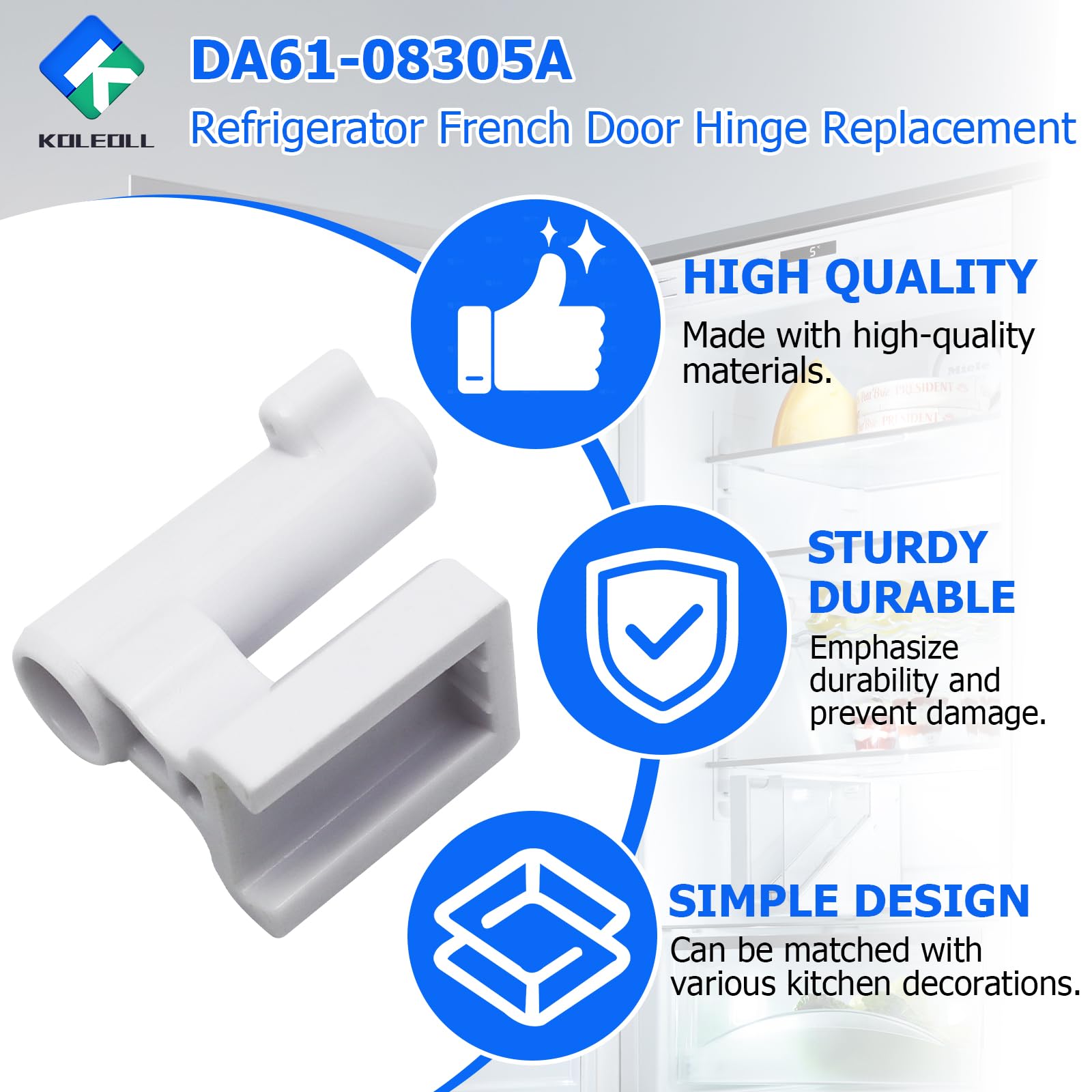 1PC DA61-08305A Refrigerator French Door Hinge Replacement