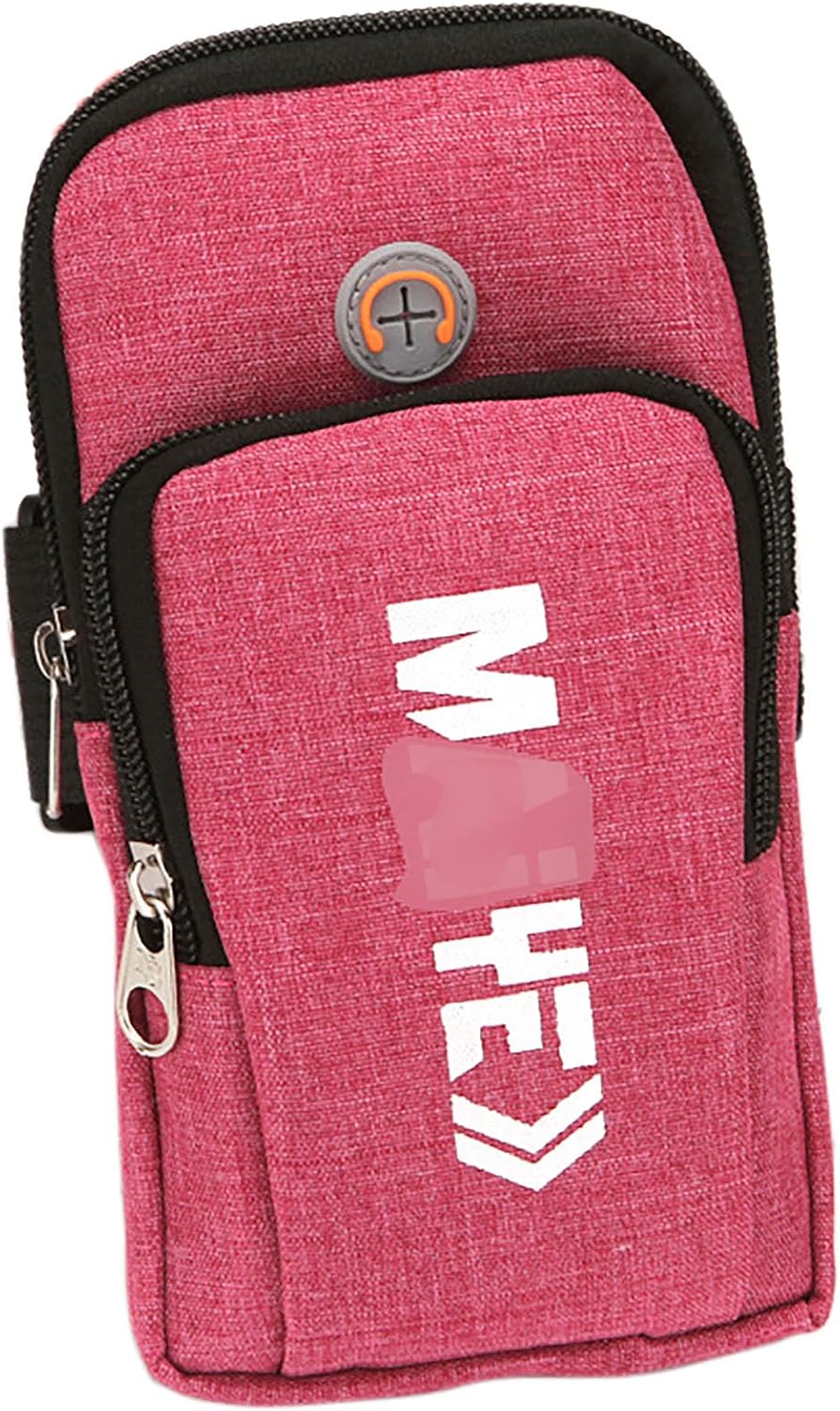 2 Pockets Cell Phone Armband, 7 Inch x 4.2 Inch Enlarge Phone Bag Phone for Running, Footing, Sports and Mountaineering (red)