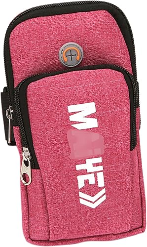 Brazalete para teléfono celular con 2 bolsillos, 7 x 4.2 pulgadas, amplia, para correr, caminar, deportes y montañismo (rojo)