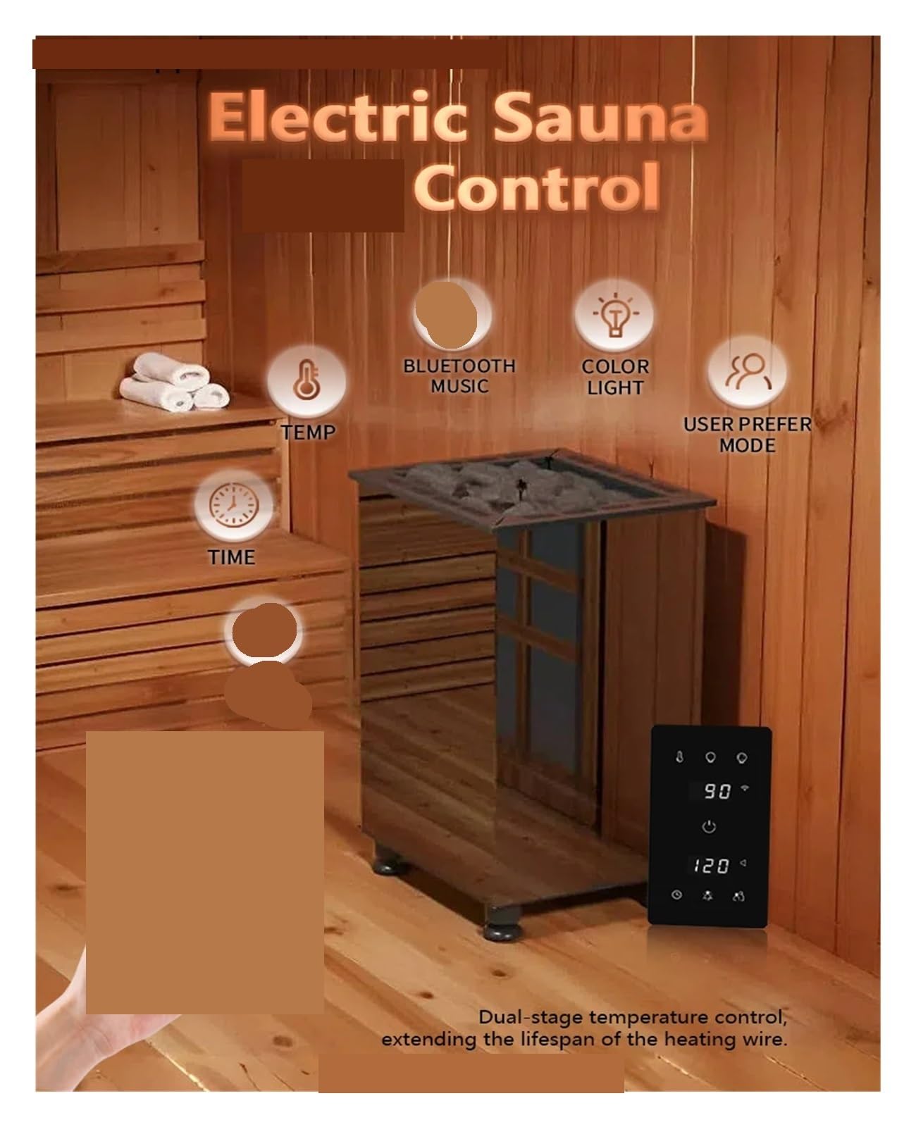 Estufa de sauna con control, calentador infrarrojo, calentador de sauna(6k)