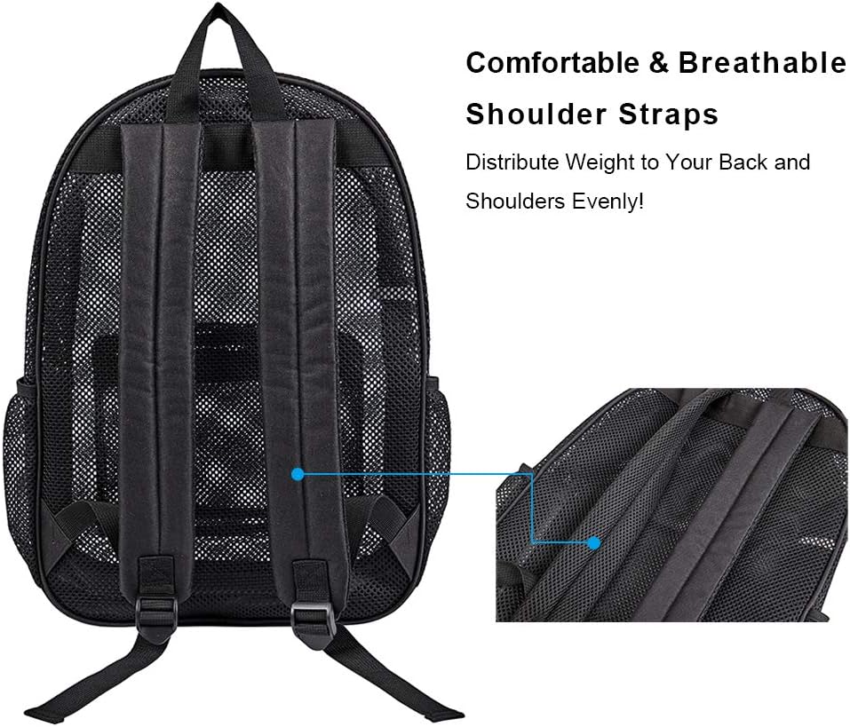 Heavy Duty Mesh Backpack, See Through College Backpack with Padded Shoulder Straps for Swimming, Outdoor Sports - Image 6