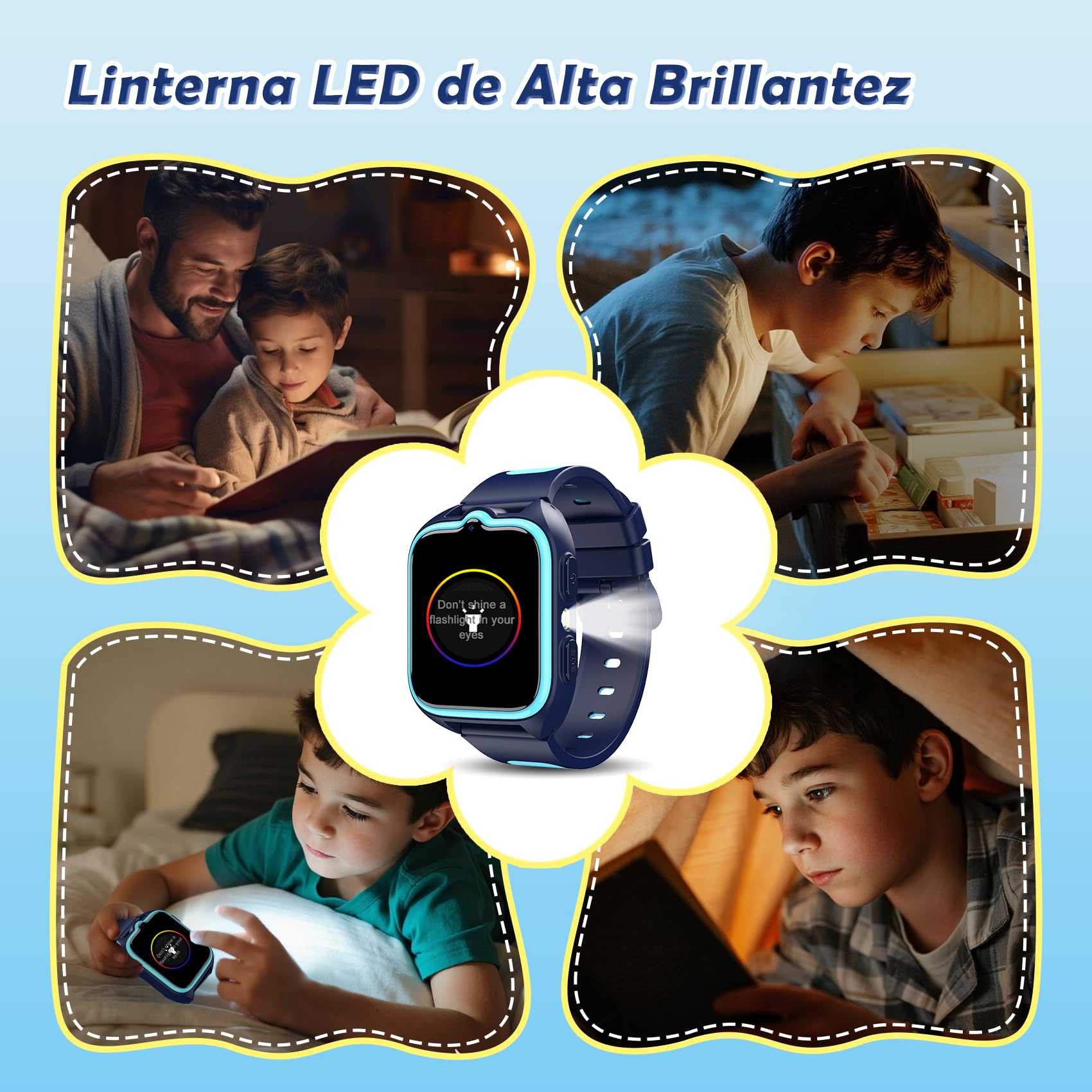 Reloj Inteligente Niño 4G, Smartwatch Niños con GPS, Videollamadas, Ilamadas, Chat de Voz, Modo Escuela, SOS, 1.75" Smartwatch con Linterna, Cámara, Podómetro, Calculadora, Reloj Niño y Niñas