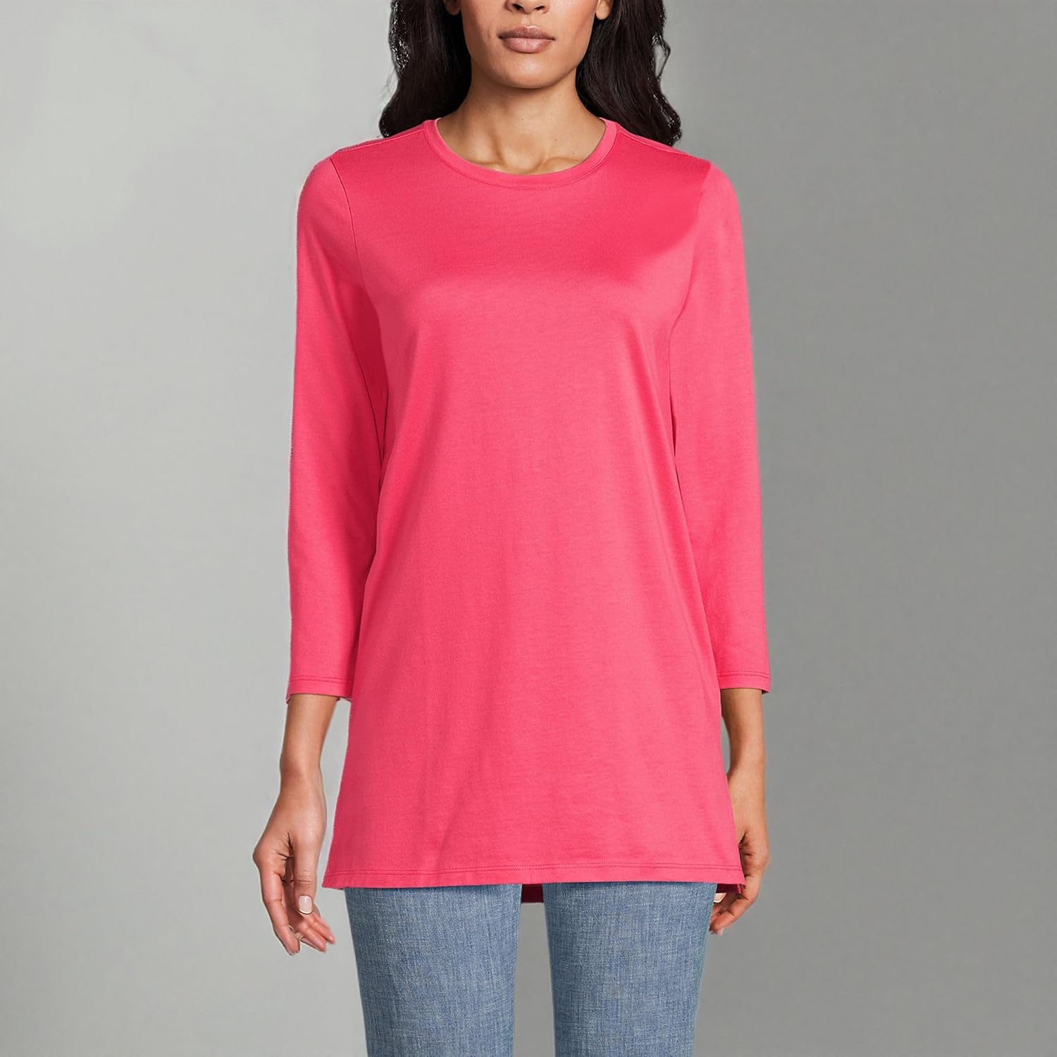 Lands' End Women's 3/4 Sleeve Supima Cotton Crewneck Tunic - Image 7