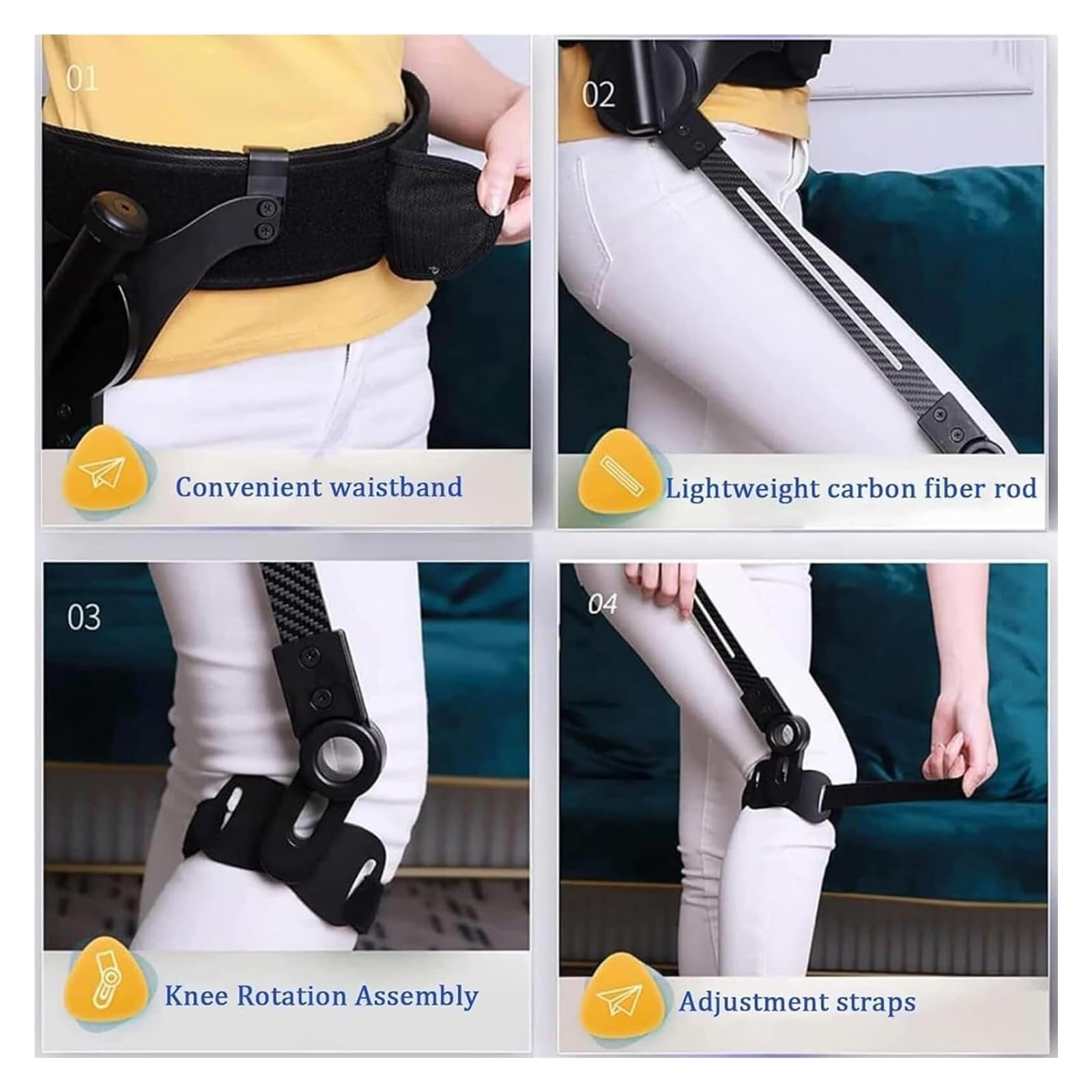 Supporto Mobilità, Tutore Gamba Regolabile per Camminata | Aiuto Con Movimento Naturale, Attività Giornaliere E Passeggiate, Adulti, Regolazione Comoda
