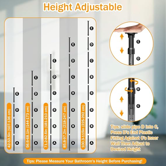 Corner Shower Caddy with Tension Pole, 4-Tier Rustproof Bathroom Organizer Shelves, No-Drill Adjustable Shower Storage Rack 42115 Inches, Space-Saving Floor Standing Shower Organizer