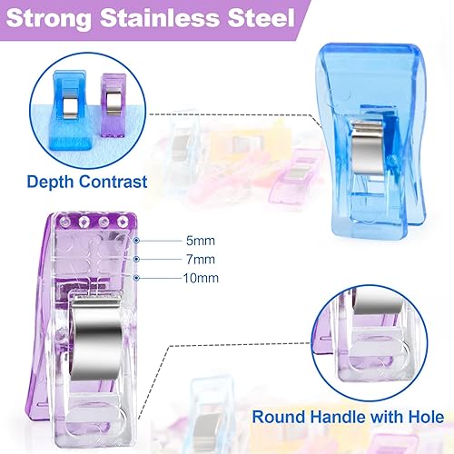 Miniatura 3 de FIVEIZERO 90 clips de costura multiusos, clips de costura multicolor para tela con caja de hojalata para suministros de costura, trabajo de papel,