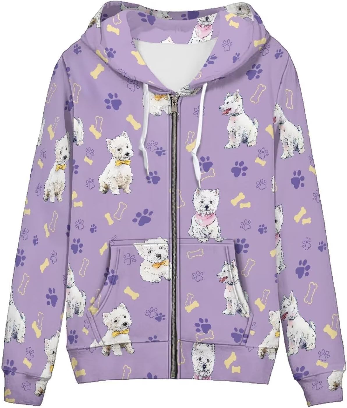 Amzbeauty Full Zip Up Hoodies For Women Cute Printed Long Sleeve Lightweight Casual Hoodie Coat
