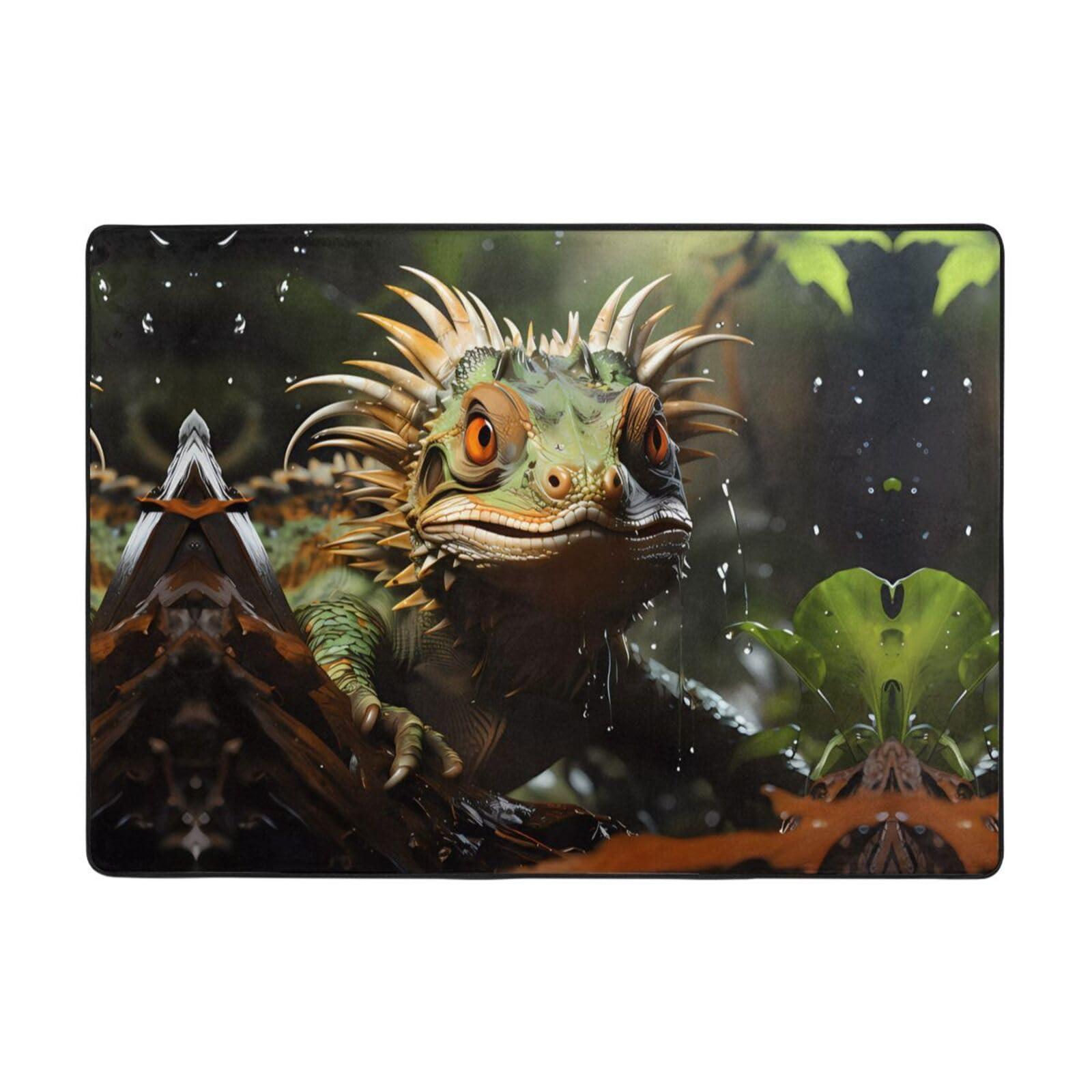 Tapis de chevet imprimé lézards épineux aux finitions douces