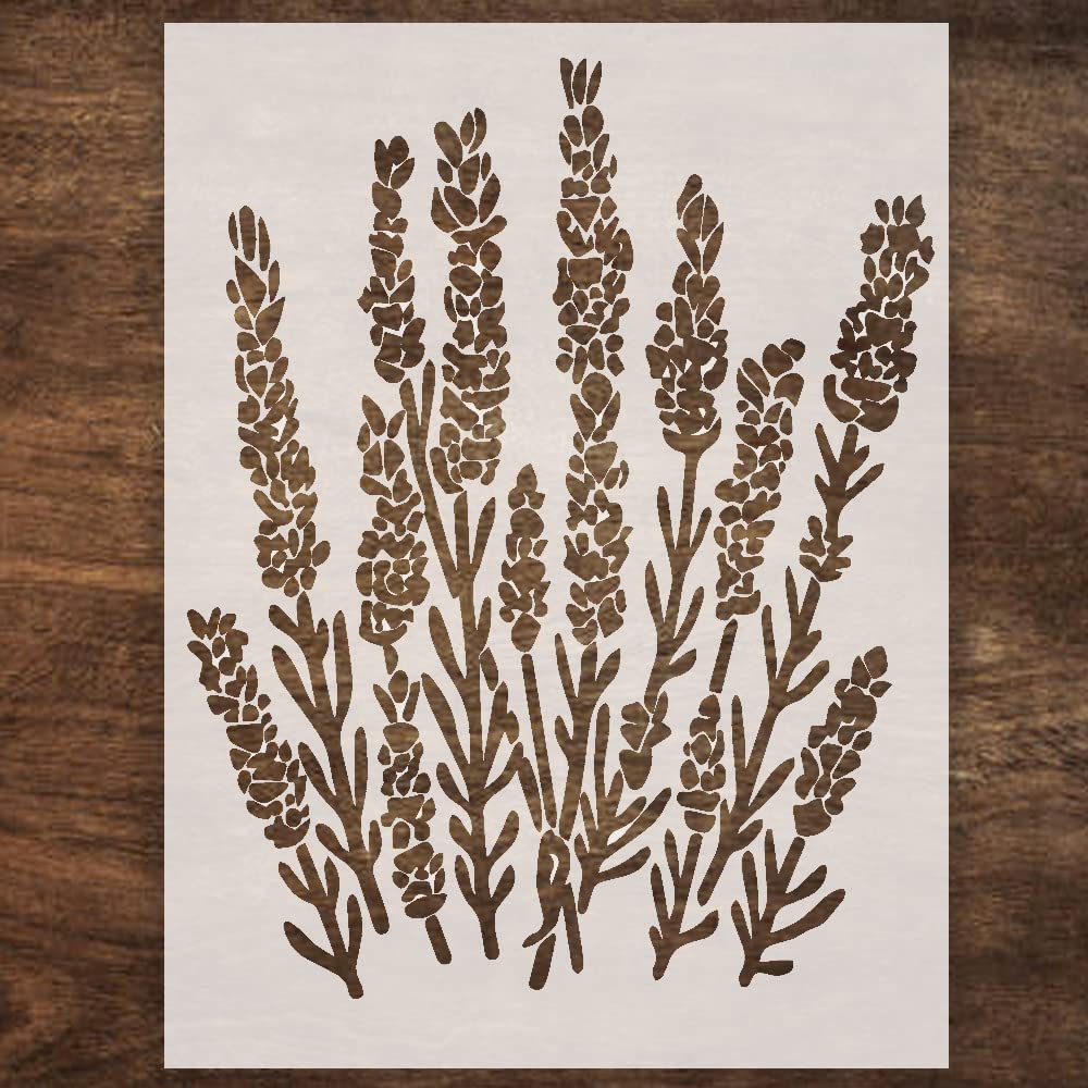 Large Lavender Stencil for Painting on Wood (12x16 inch) – Stencils for Crafts Reusable for Wall, Fabric, Furniture - Floral Stencil for Walls – Pattern Style for Home Décor (Lavender 12x16 Inches)