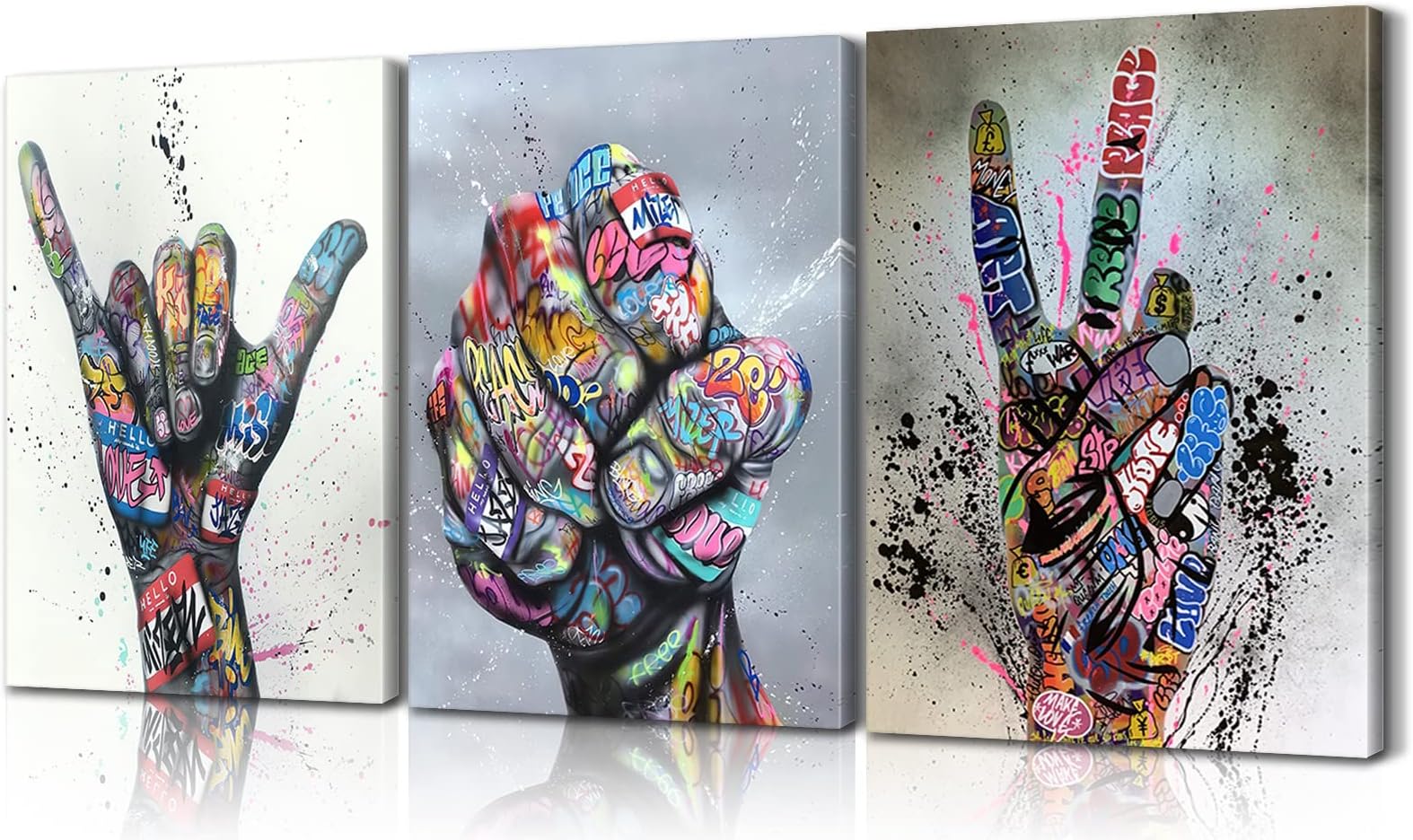 3 Piece Pop Art Poster Graffiti Art Wall Decor Graffiti Art Street Art Colorful Paintings for Wall Graffiti Canvas Wall Art Graffiti Poster for Bedroom Living Room Decor (12''Wx16''Hx3PCS)