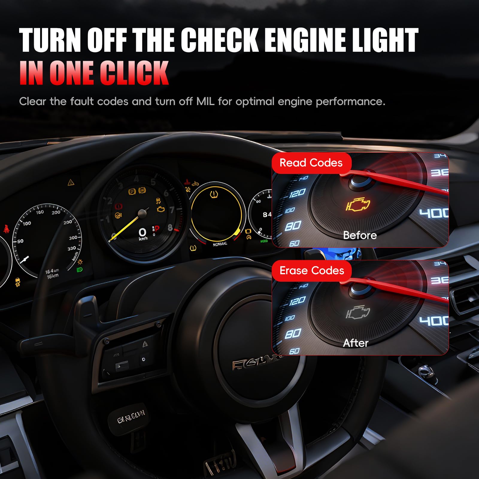 OBD2 Diagnosis Coche Multimarca,OBD Scanner,Maquina de Diagnosis para Coche Apoya Español,Lector de Código para Coche,Compatible BMW Mercedes Audi Vehículos OBDII (Rojo)