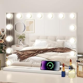 Comprar YU YUSING Hollywood - Espejo de Maquillaje con iluminación, 15 Luces LED Regulable, 3 Modos, Espejo de baño, Espejo de Pared, Espejo de Pared con 10 aumentos para Dormitorio, tocador