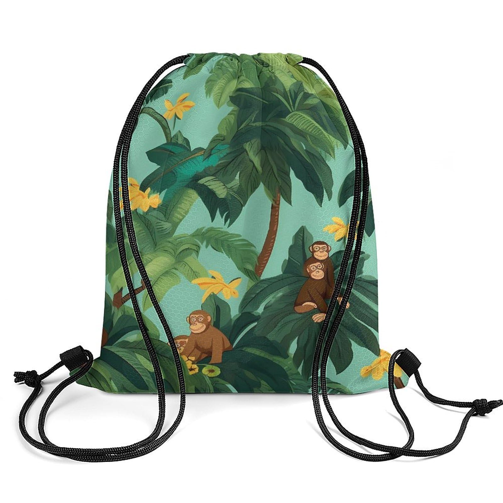 Monkey Drawstring Backpack Durable Sport Gym Bags Daypack for Men Women 35 * 42cm