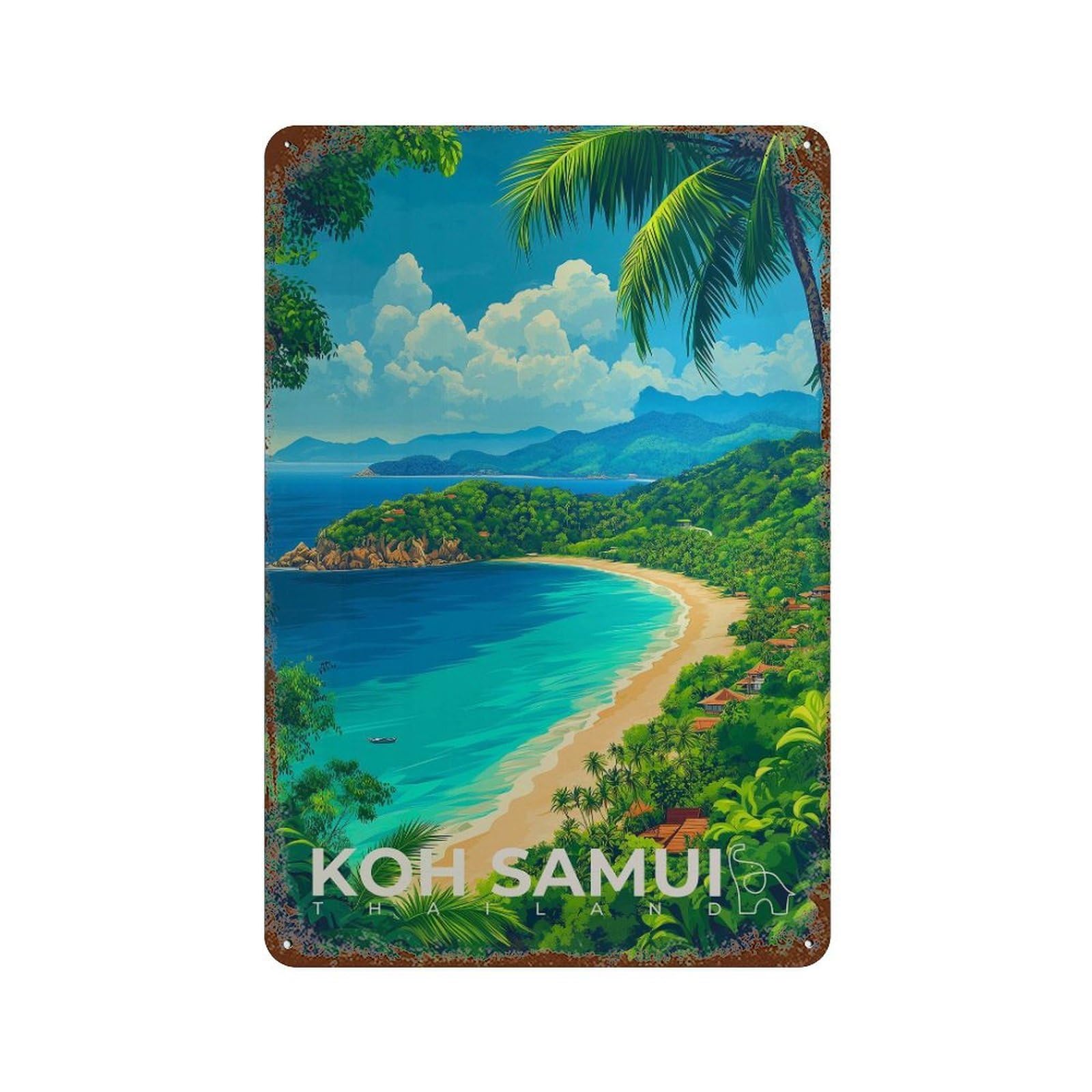 xiaoxiaoshen Koh Samui Travel Thailand Tropical Island Wall Decor Art Metal Tin Poster Modern Home Decor Art Home Bar Shop Decorations Vintage Sign 30x20cm