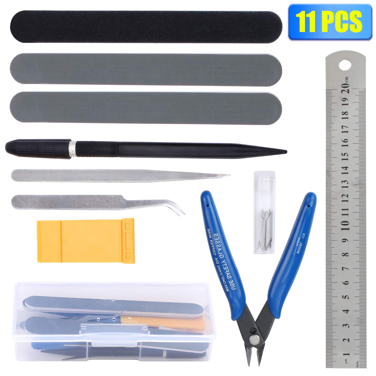 HSEAMALL 11PCS Kit di strumenti per modelli Guandam, strumenti base per modellazione di auto Bandai Hobby Gundam, riparazione e fissaggio