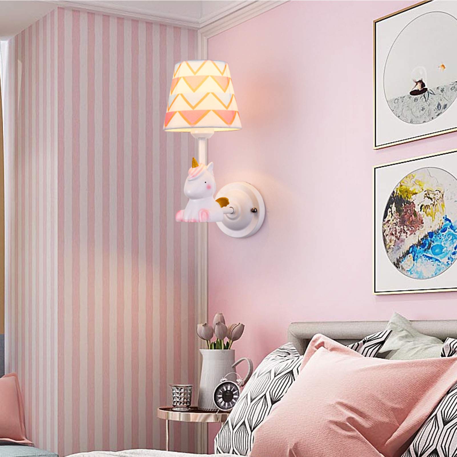 Lámpara de Pared Infantil de Estilo Europeo con Diseño de Dibujos Animados, Lámpara de Pared Sencilla con Diseño de Muñeca, Lámpara de Pared para Dormitorio, Lámpara de Pared Infantil con Diseño de An