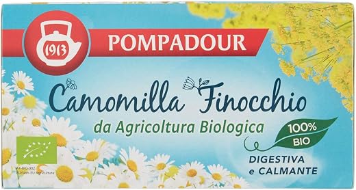 Pompadour Chamomile Fennel for Organic Farming, 18 Sachets, 36 g