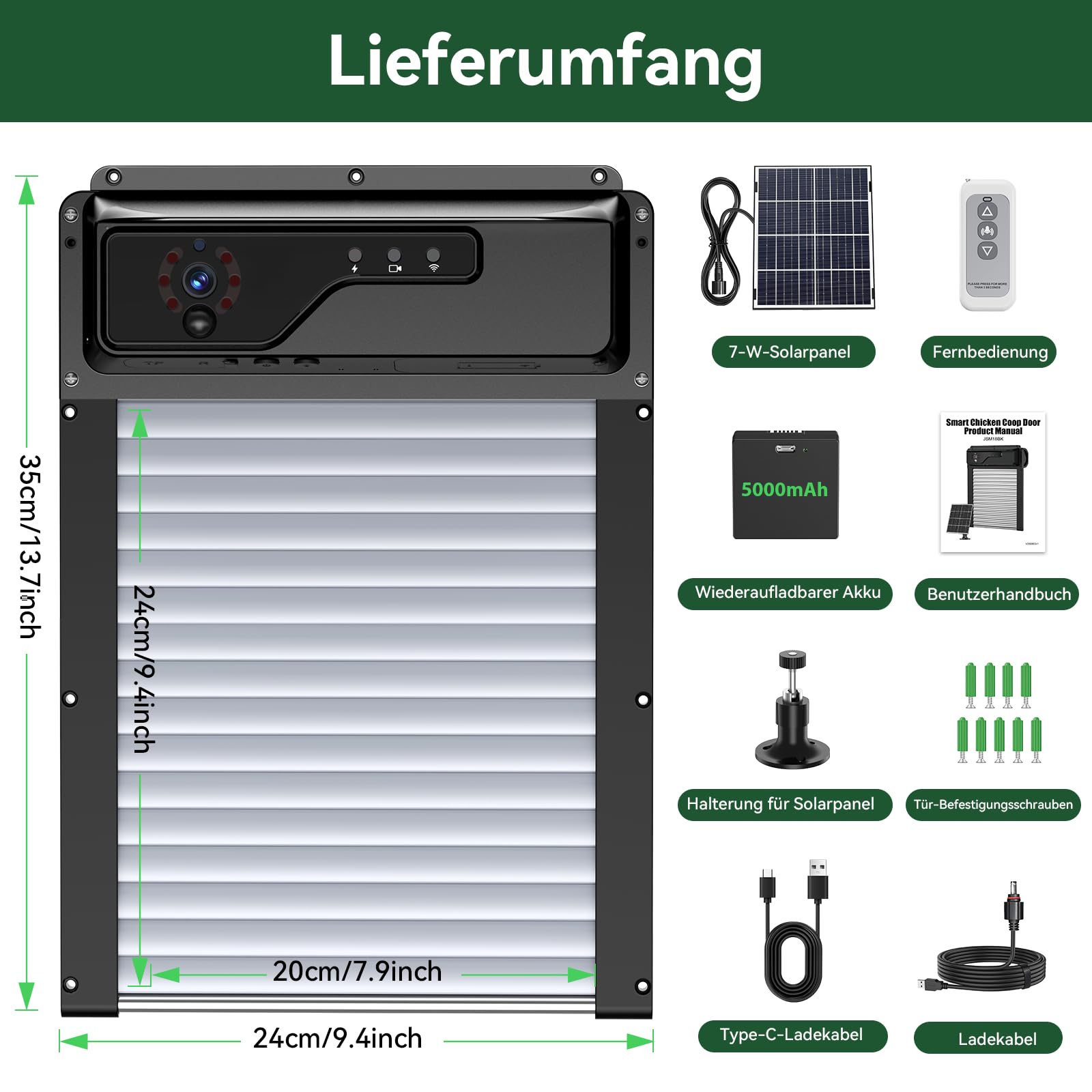 Automatische Hühnerklappe Solar, Hühnerklappe Automatisch mit WLAN-App-Steuerung