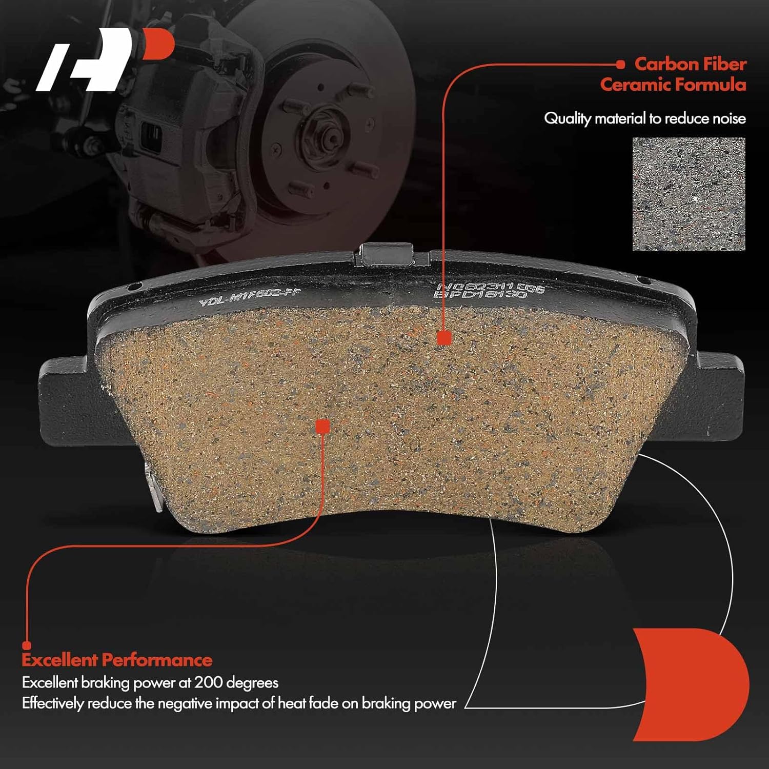 A-Premium Rear Ceramic Brake Pads 4-Pack Set Compatible with Hyundai Elantra GT, Sonata, Veloster, Kona Electric & Kia Soul, Soul EV, Optima, Forte, Forte5