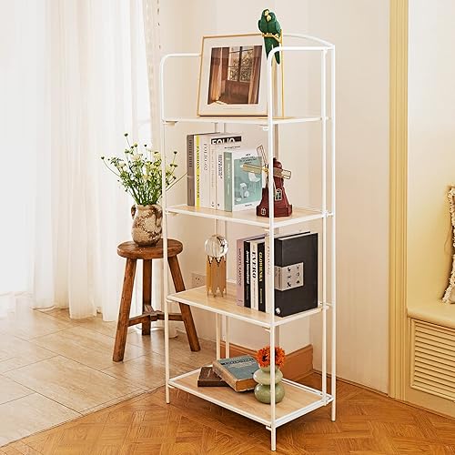 Miniatura 65 de Crofy - Estantería plegable sin montaje para sala de estar, estante plegable blanco de 5 niveles para oficina en casa, organizador de almacenamiento