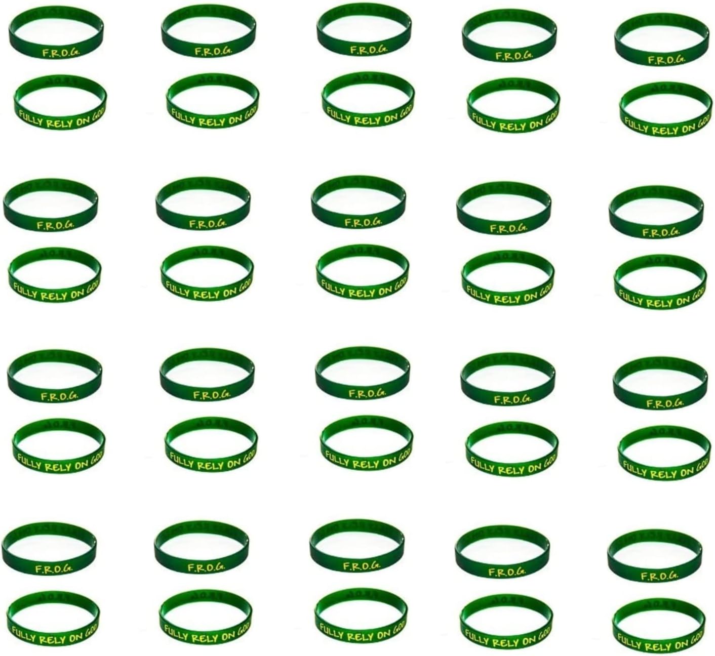 Biblebanz F.R.O.G. Fully Rely on God Christian Silicone Bracelets – Small 7" (100 Pack)
