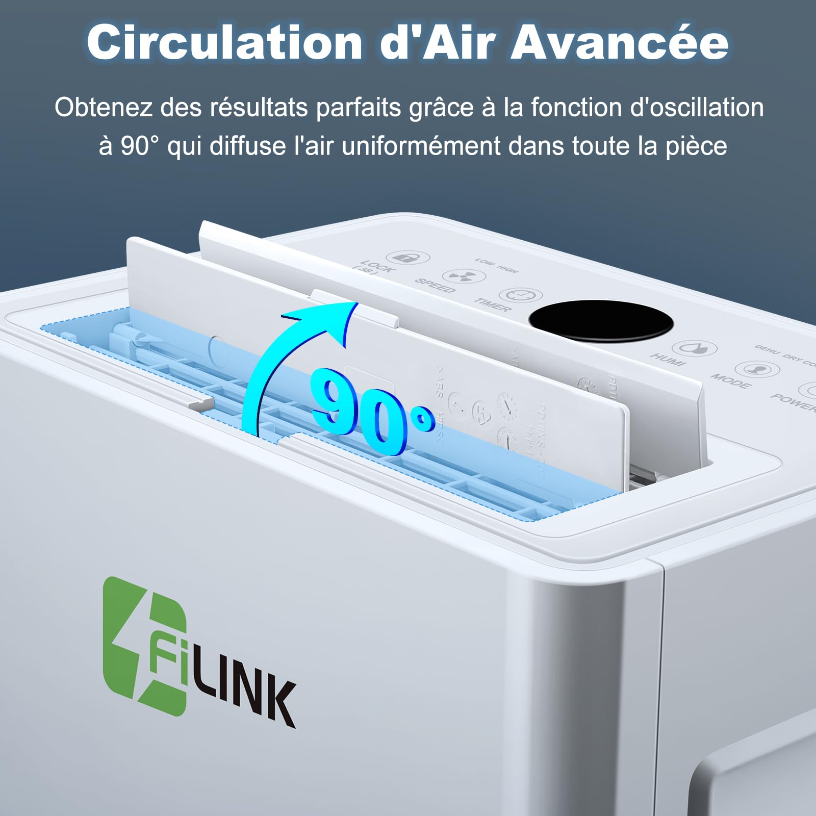 Deshumidificateur d Air 9L/Jour, Déshumidificateur Electrique, Minuterie 24H, Verrouillage pour Enfants, Protection Anti Débordement, 60m³(25m²), pour Maison, Appartement, Salle de Bain, Chambre, Cave