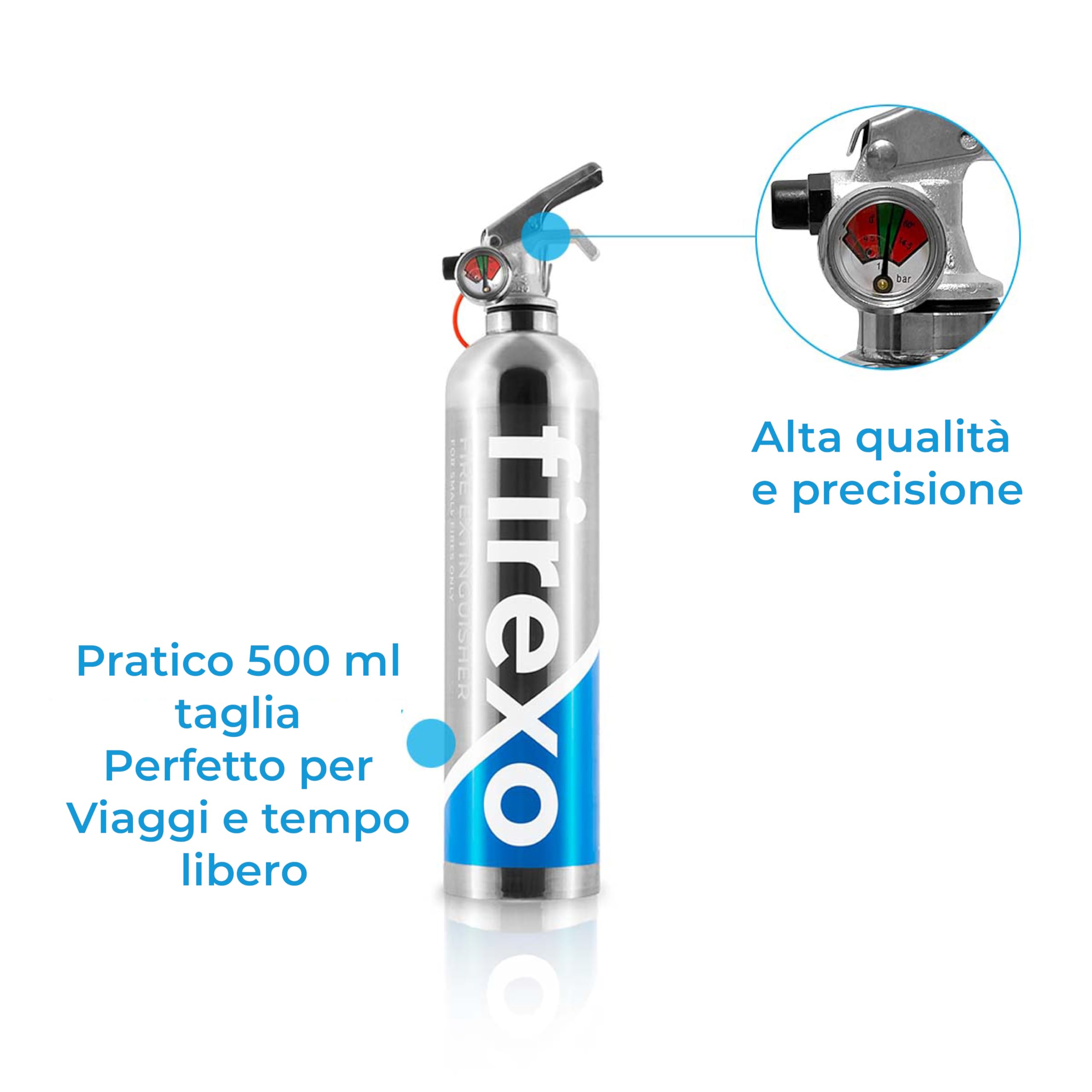 Firexo Estintore (500ml) - Fire Extinguisher Estintore Per Casa, Auto, Cucina, Camper, Lavoro, Barca, Ristorante, Camino - Estintore per Tutte Le Classi Di Fuoco