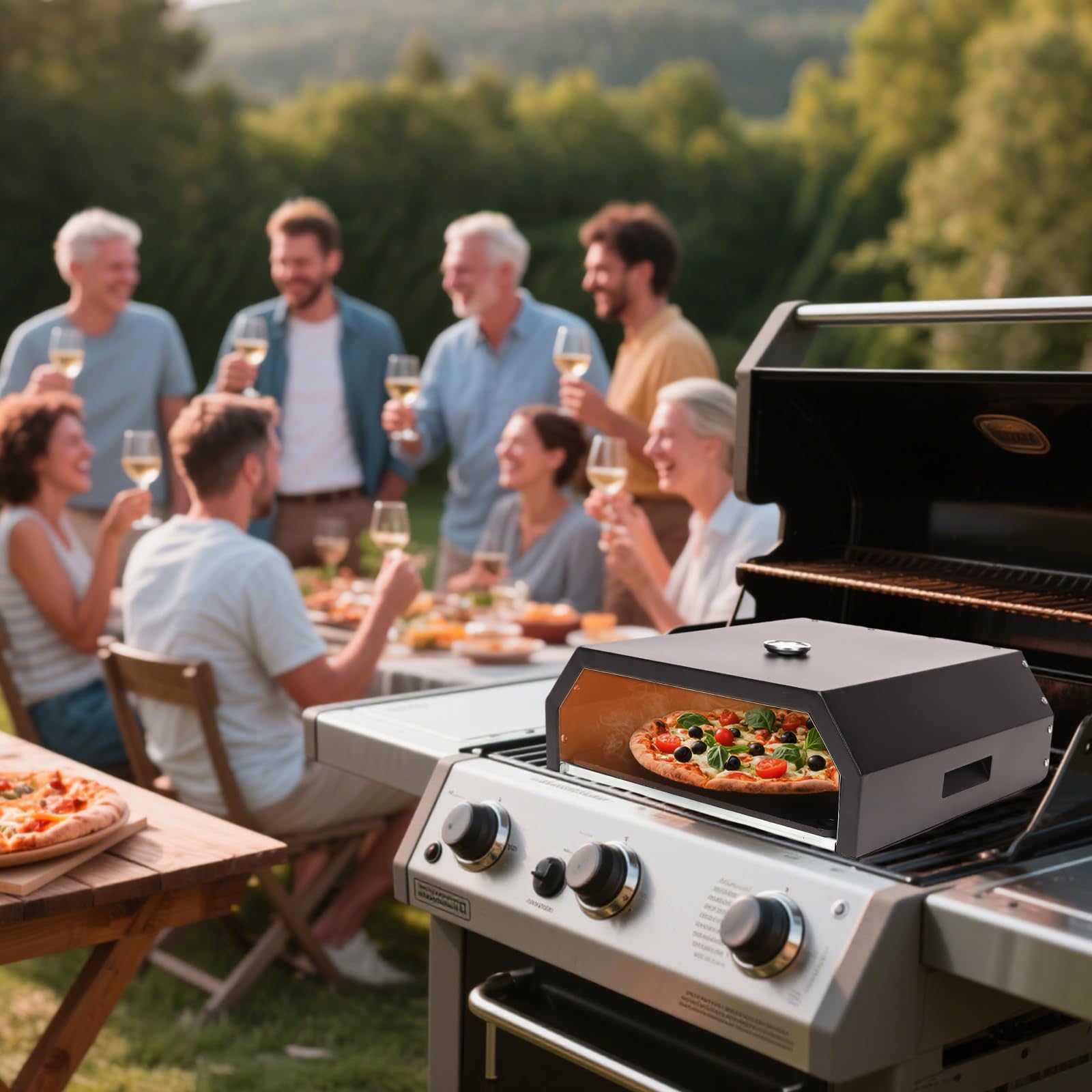 Accesorio para horno de pizza para parrilla, accesorios para horno de pizza al aire libre para Traeger, Pit Boss, Camp Chef, Z Grills, parrilla de pellets GMG, máquina de pizza desmontable y 9