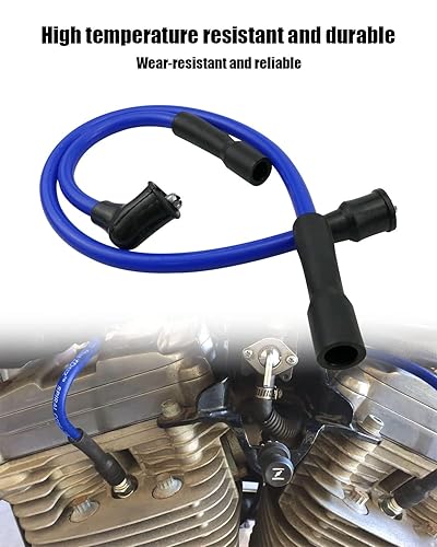 Miniatura 4 de Cable de bujía de 0.394 in para Harley Davidson Sportster 883 1200 XL 1986-2003, 2104-0143 - Silicona Azul