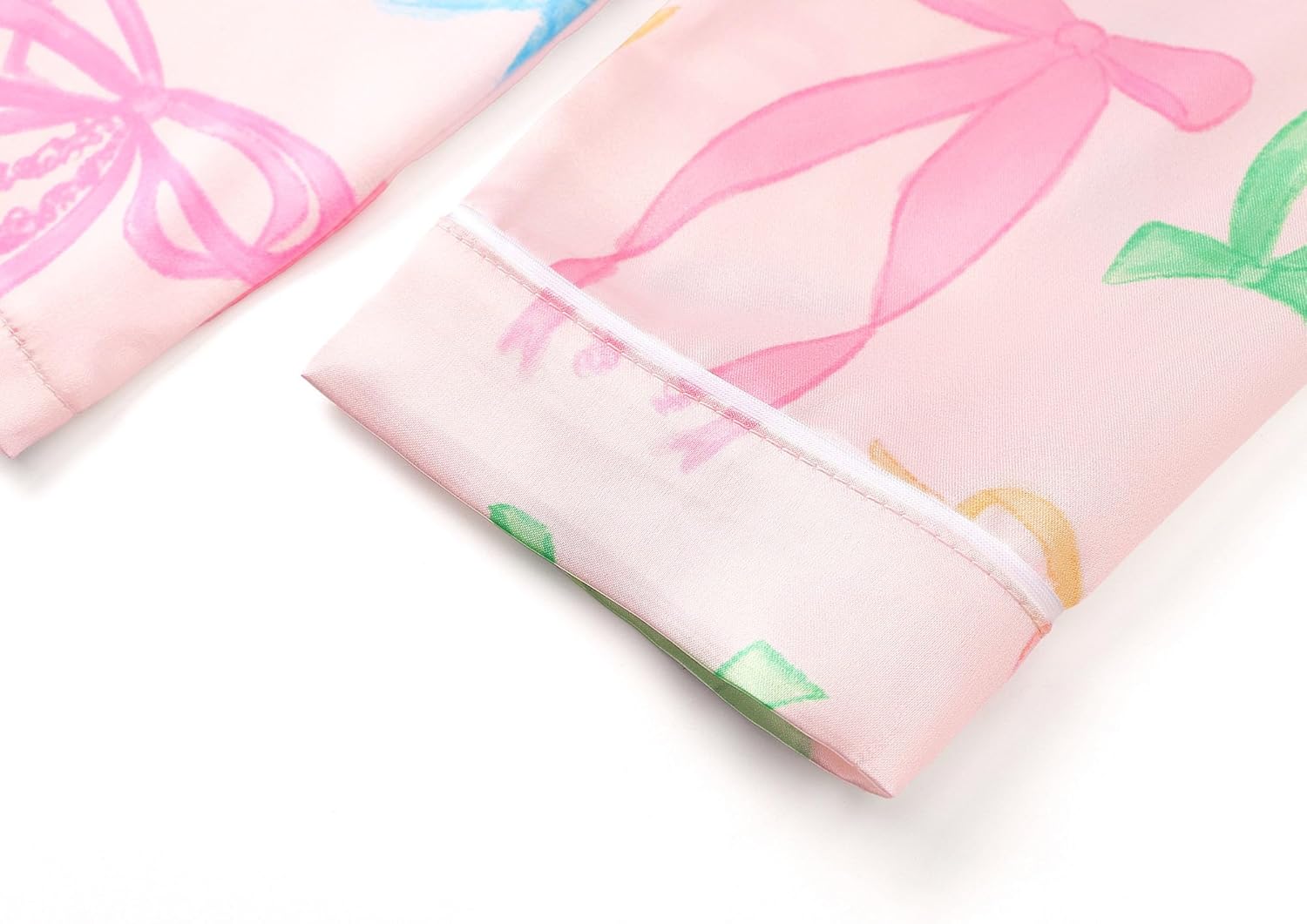 Tebbis Satin Pajamas for Girls-Cute Pink Silky Long-Sleeved Set with Adorable Puppy Prints Size 6/7-16 - Image 4