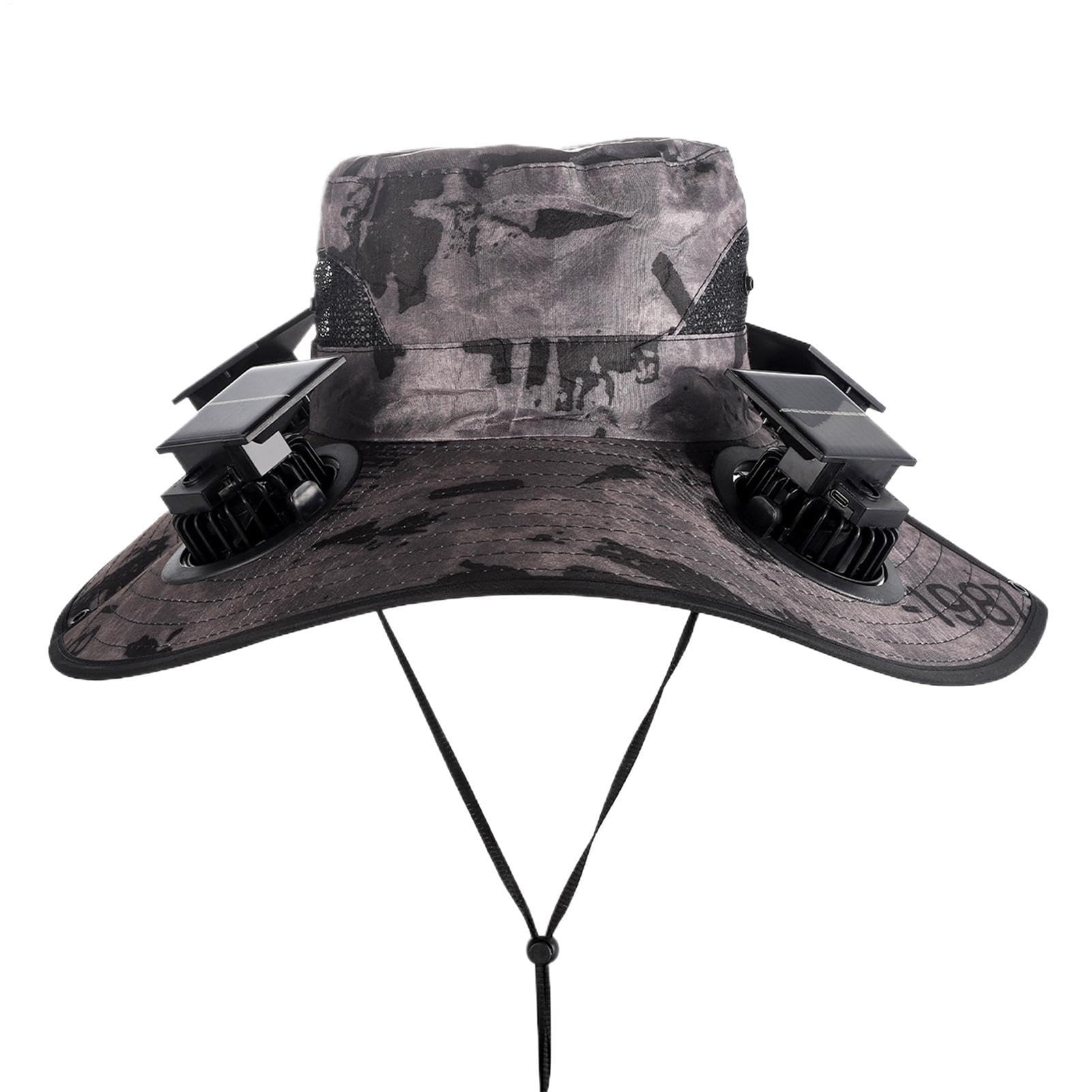 Cappello con ventole a energia solare – Ventilatore a 4 teste con protezione a tesa larga | Cappelli da sole da donna per viaggi, spiaggia, sport, golf, giardino, cortile, escursionismo, lavoro