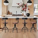 Set of 2 Industrial Bar Stools with Backrest 23-33inch Swivel Wooden Seat Kitchen Island Dining Chair Counter Stool Height Adjustable
