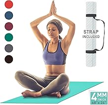 Aduro Sport Yoga Workout Mat, 4MM Thick Yoga Exercise Mat for Home Gym with Exercise Mat Strap