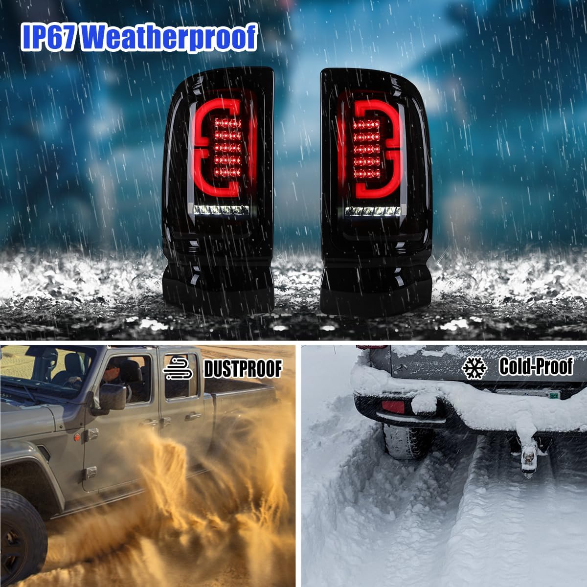 Nixon Offroad Led Tail Lights Assembly for 1994-2001 Dodge Ram 1500/1994-2002 Dodge Ram 2500/3500, Led Tail Lights Pair for 1995-2002 Dodge Ram 4000, Not Fit For Cab & Chassis Model (Smoke Lens)