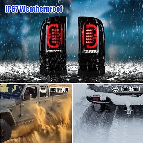 Miniatura 7 de Nixon Offroad Conjunto de luces traseras LED para Dodge Ram 15001994-2002 Dodge Ram 25003500 1994-2002, par de luces traseras LED para Dodge Ram