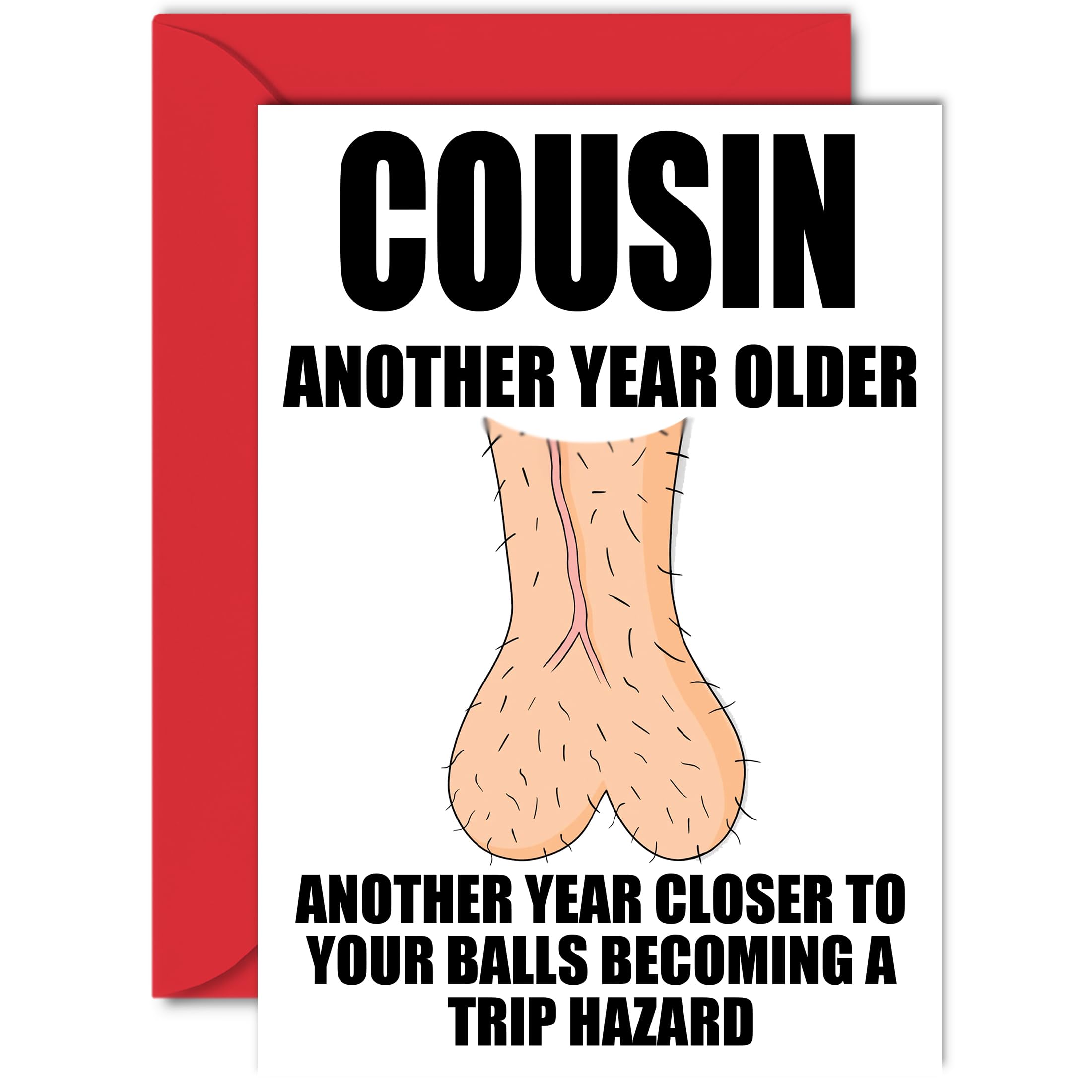 Rude Birthday Cards for Cousin - Trip Hazard - Funny Happy Birthday Card for Cousin from Family Relative, Joke Humour Banter Bday 60th 70th A5 Greeting Cards