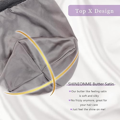 Miniatura 3 de Gorro de dormir con forro de satén de seda, ajustable que permanece toda la noche, gorro holgado para el cuidado del cabello rizado de mujeres y