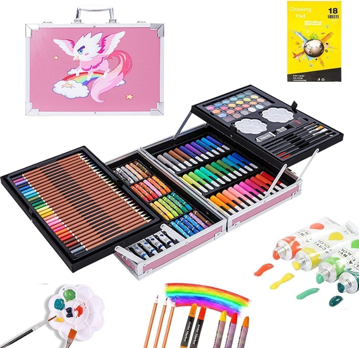 LUCHILA Sketch Pen Storage Bag Artist 145 Pcs Colour Box Set Unicorn Multiple Coloring Kit, Professional Drawing Pencils, Water Colors, Oil Pastel, Sketches Acrylic Paint Brush Kids (B0D11PGKD5) Amazon Price History, Amazon Price Tracker