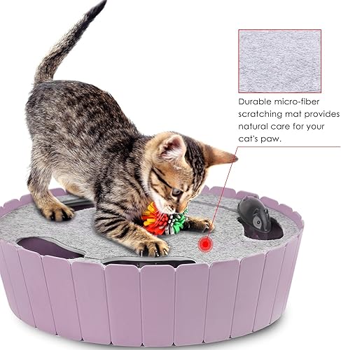 Miniatura 6 de Pawaboo Juguete interactivo para gatos con ratón para correr, juguete electrónico de movimiento automático para gatos de interior, Pop and Play Hide