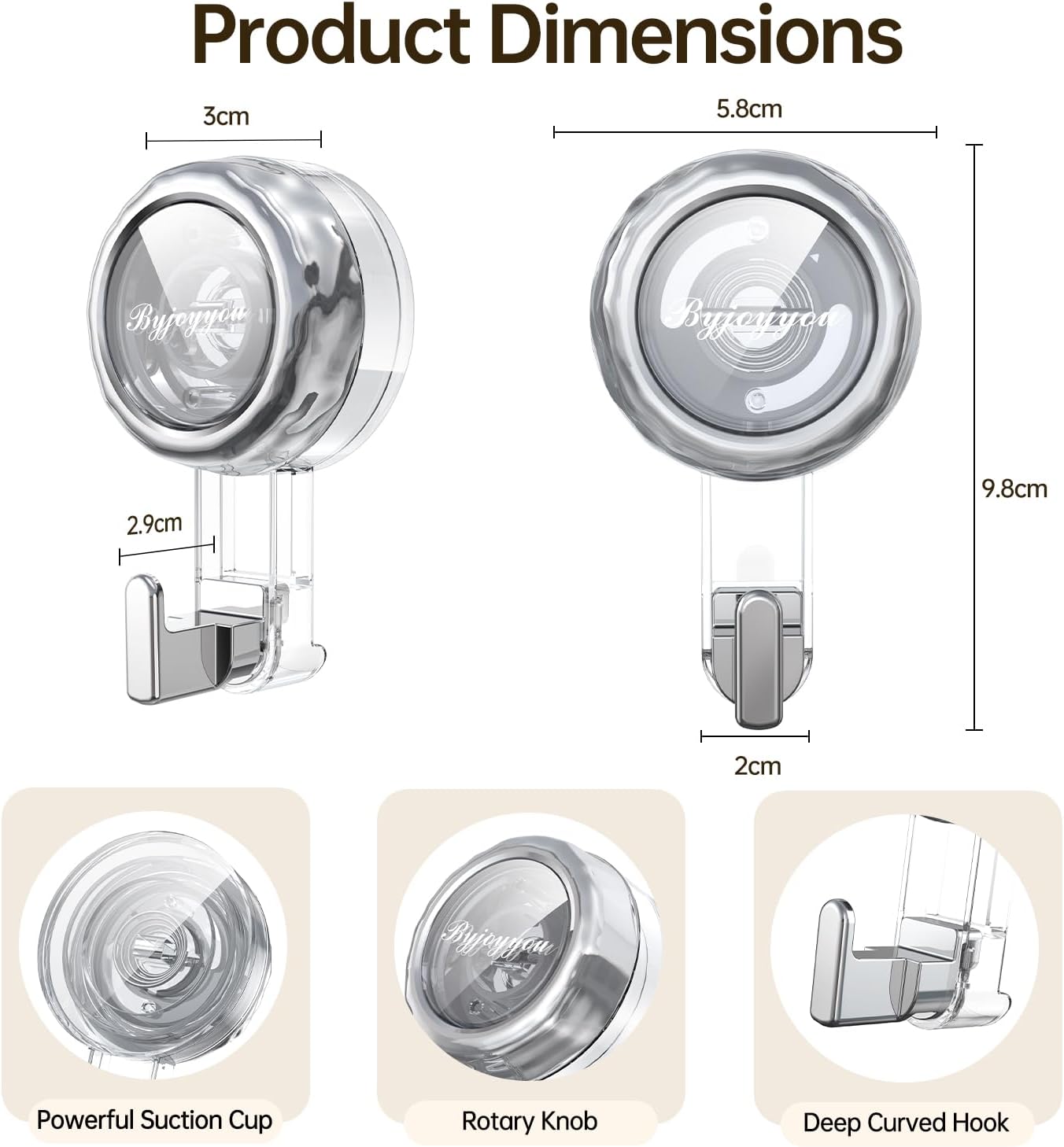 Heavy Duty Suction Cup Hooks, Strong Suction Hanger for Wreath, Shower, Window & Glass Door. Waterproof Outdoor Hooks for Bathroom Wall Hanging - Removable, No Drilling