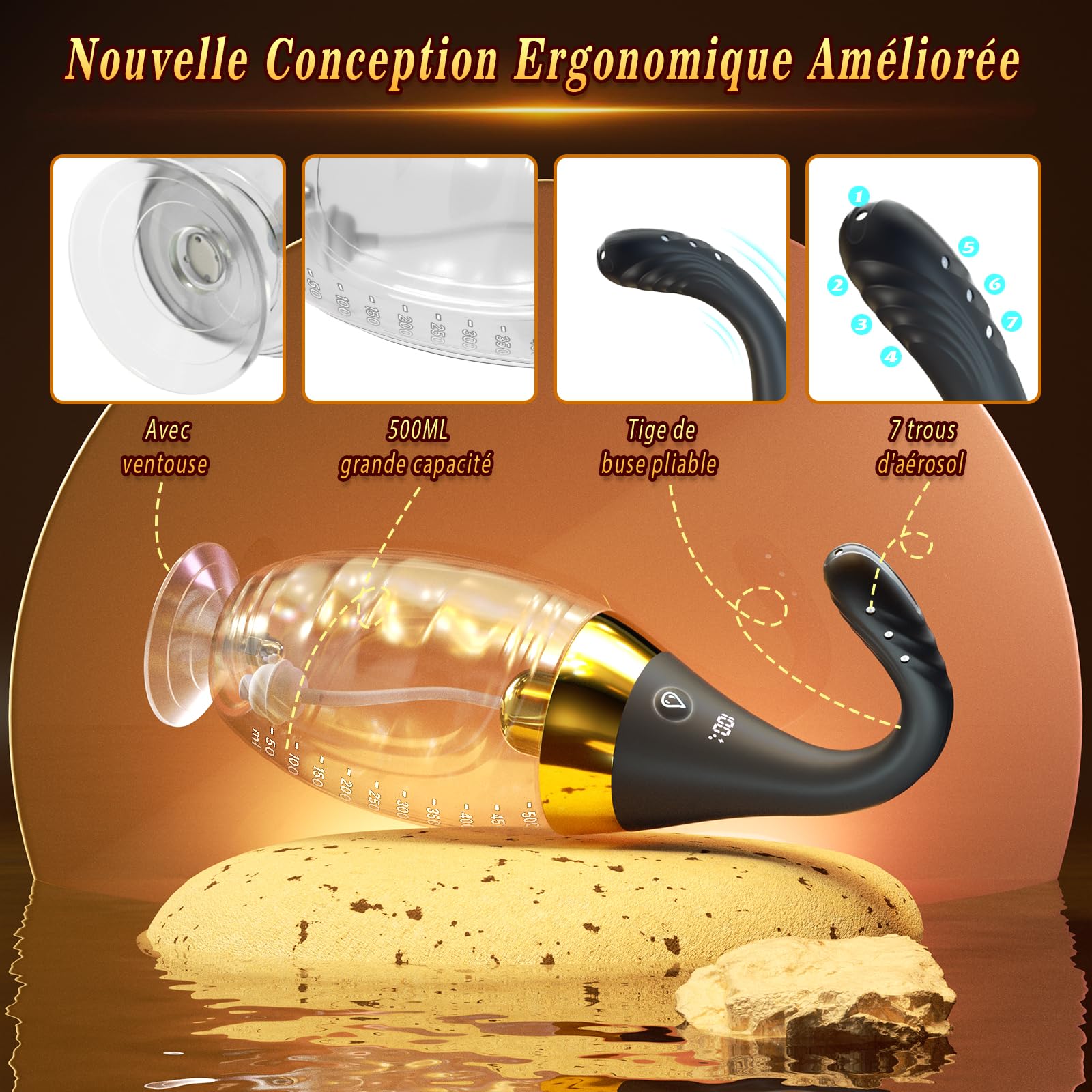 Poire de Lavement Intime Anus Douche Homme - Femme Poire Lavement Oreilles avec 5 Vitesses & Écran LED, Douches Anal Vaginale Rectale Bidet Portable, Lavements pour Soulager la Constipation Côlon